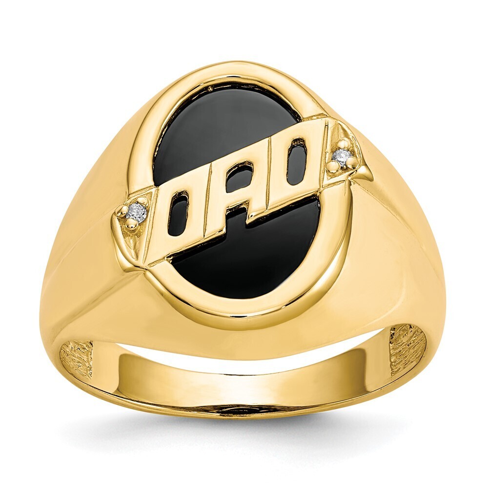 10k Yellow Gold Genuine Fine Jewelry Mens Diamond  Black Onyx Dad Ring
